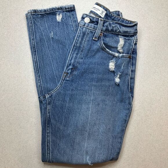 A&F Curve Love Mom Jean 24 Regular Medium Destroy - Picture 2 of 7